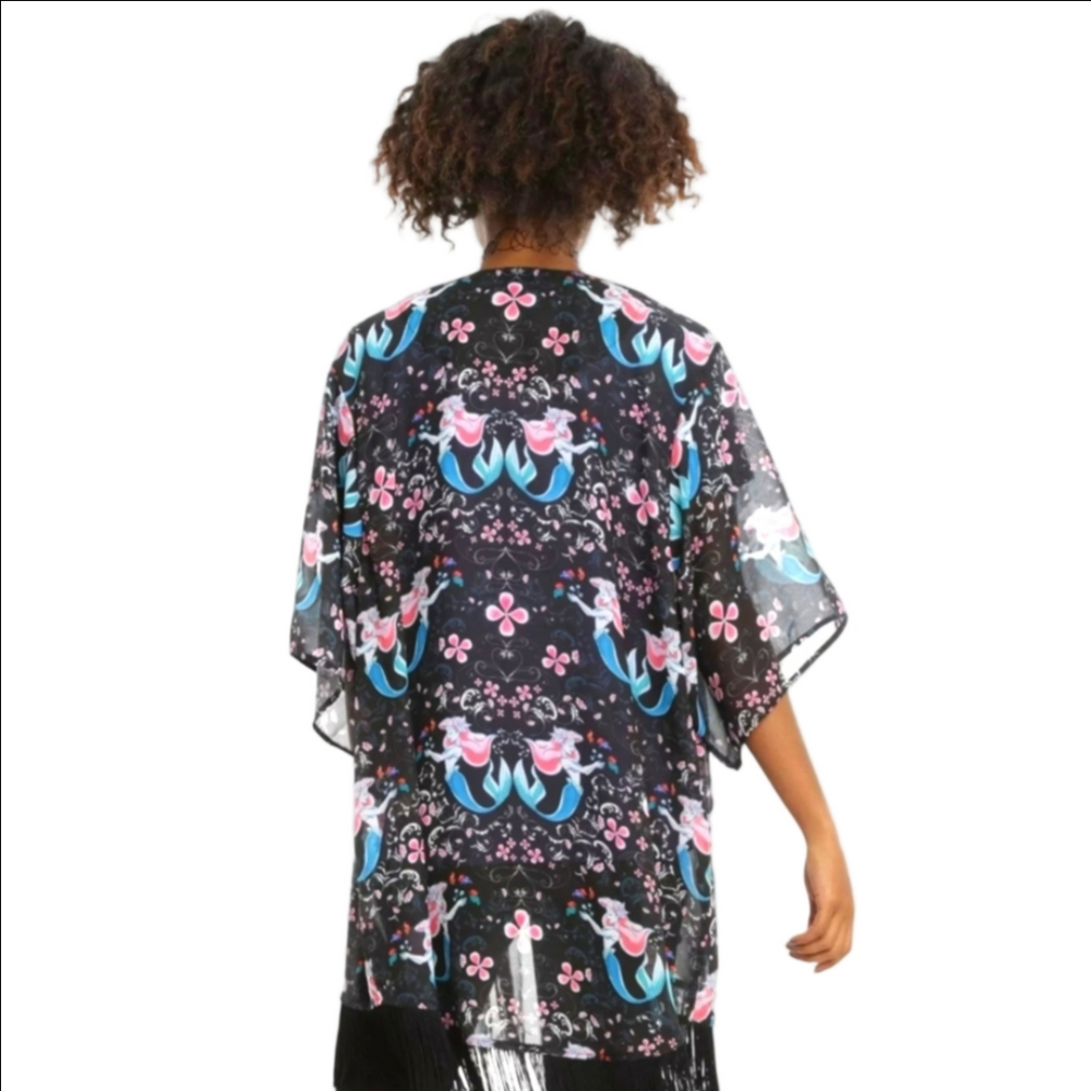 DISNEY THE LITTLE MERMAID Kimono Wrap Size Small *flawed* Read Description